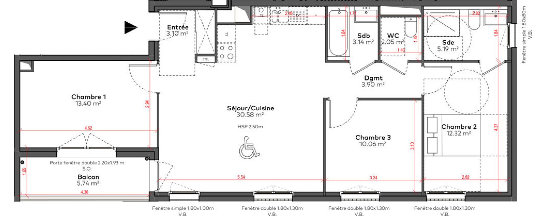 Appartement T4 de 83,74 m2 &agrave; Angoul&ecirc;me &icirc;lot du port