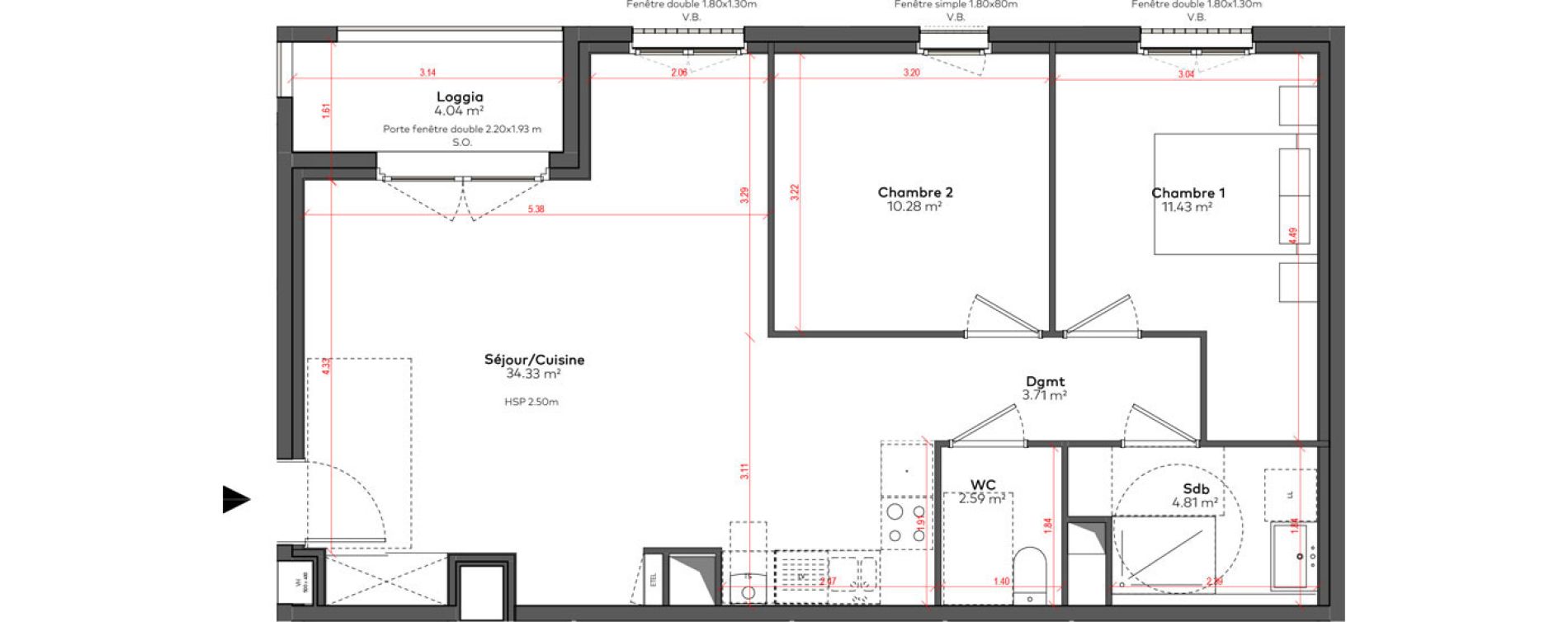 Appartement T3 de 67,16 m2 &agrave; Angoul&ecirc;me &icirc;lot du port