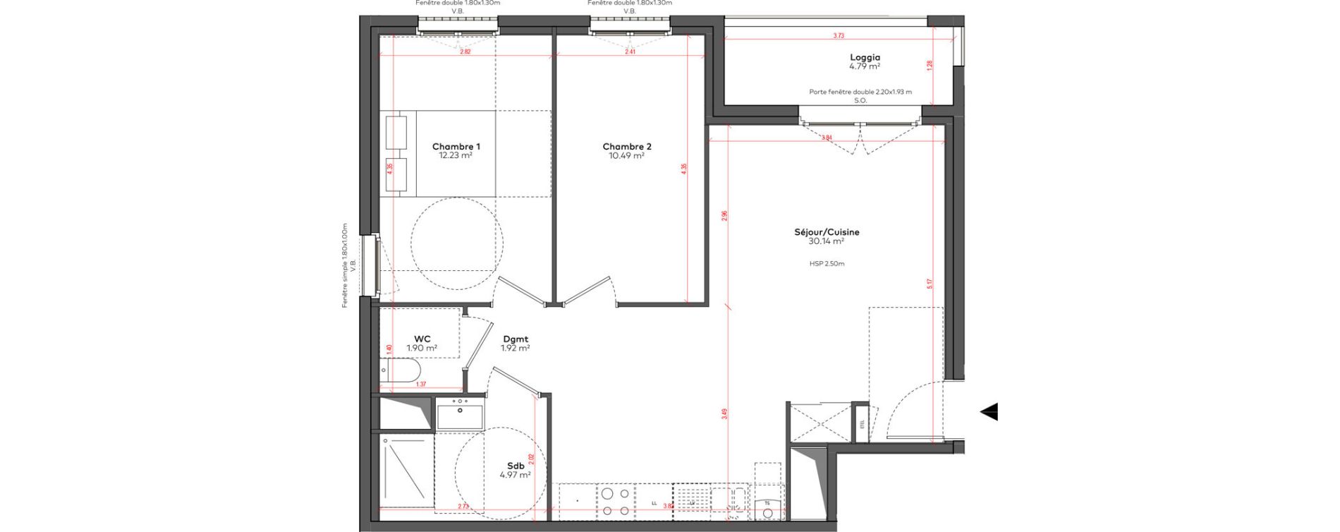 Appartement T3 de 61,64 m2 &agrave; Angoul&ecirc;me &icirc;lot du port