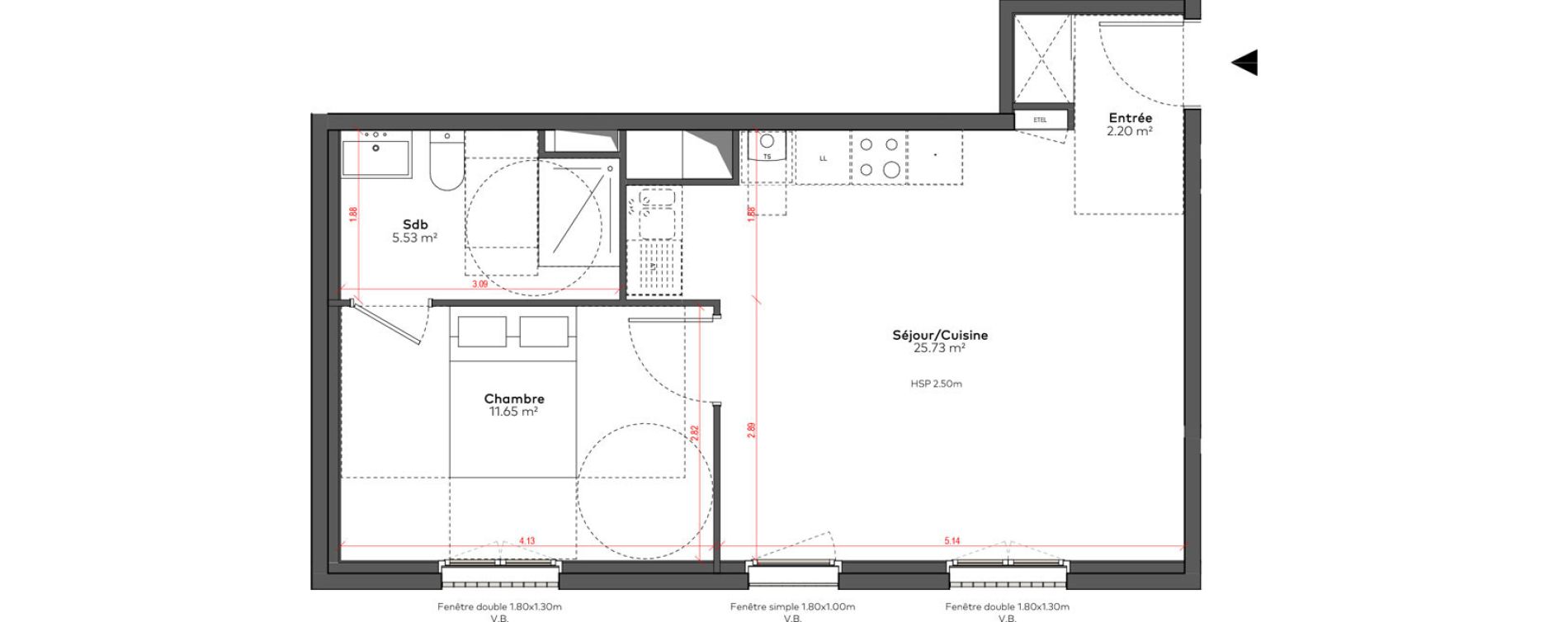 Appartement T2 de 45,10 m2 &agrave; Angoul&ecirc;me &icirc;lot du port