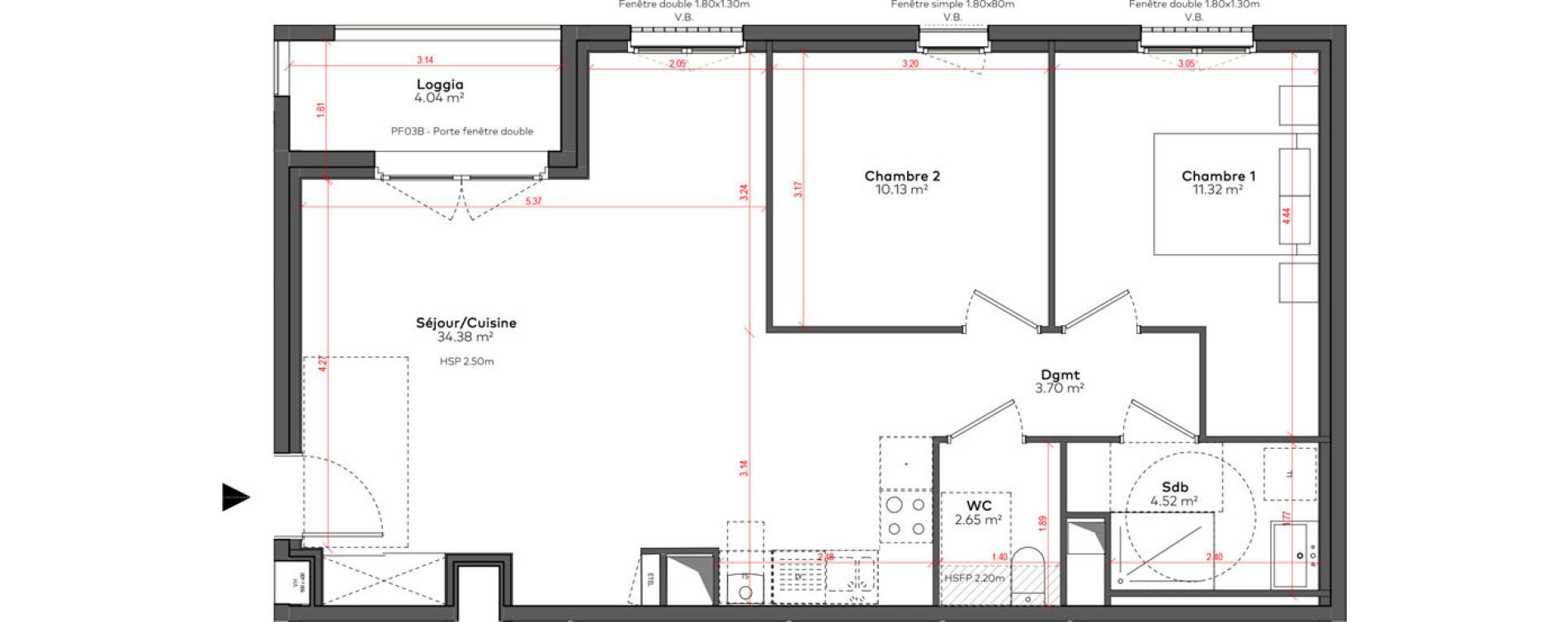 Appartement T3 de 67,14 m2 &agrave; Angoul&ecirc;me &icirc;lot du port