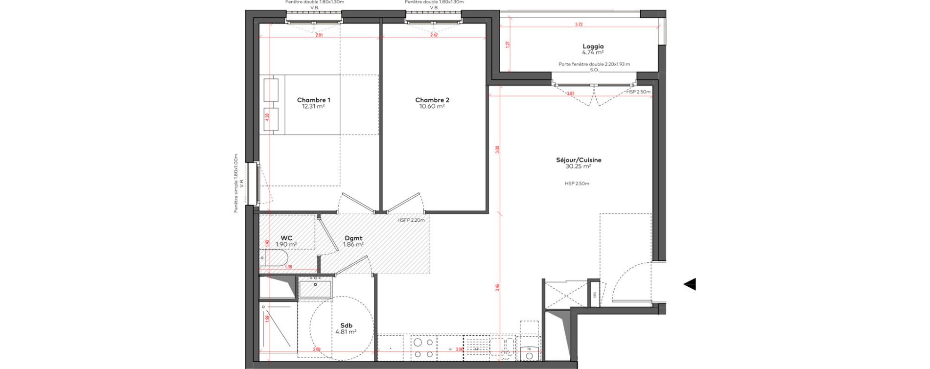 Appartement T3 de 61,74 m2 &agrave; Angoul&ecirc;me &icirc;lot du port