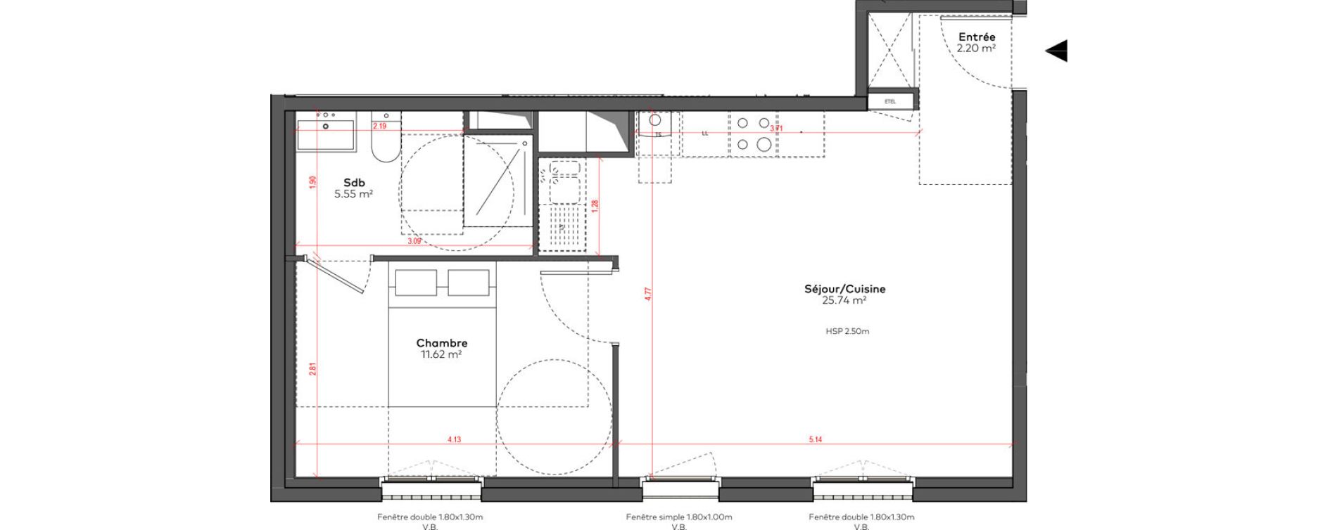 Appartement T2 de 45,11 m2 &agrave; Angoul&ecirc;me &icirc;lot du port