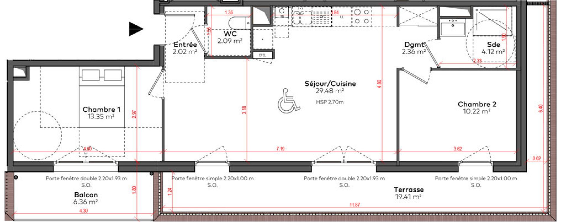 Appartement T3 de 63,65 m2 &agrave; Angoul&ecirc;me &icirc;lot du port