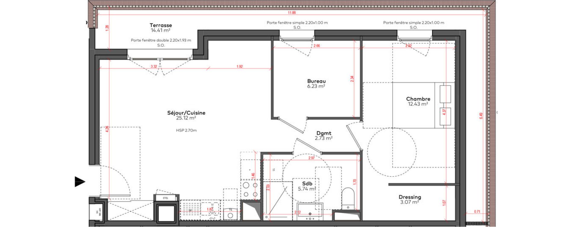 Appartement T2 de 55,31 m2 &agrave; Angoul&ecirc;me &icirc;lot du port