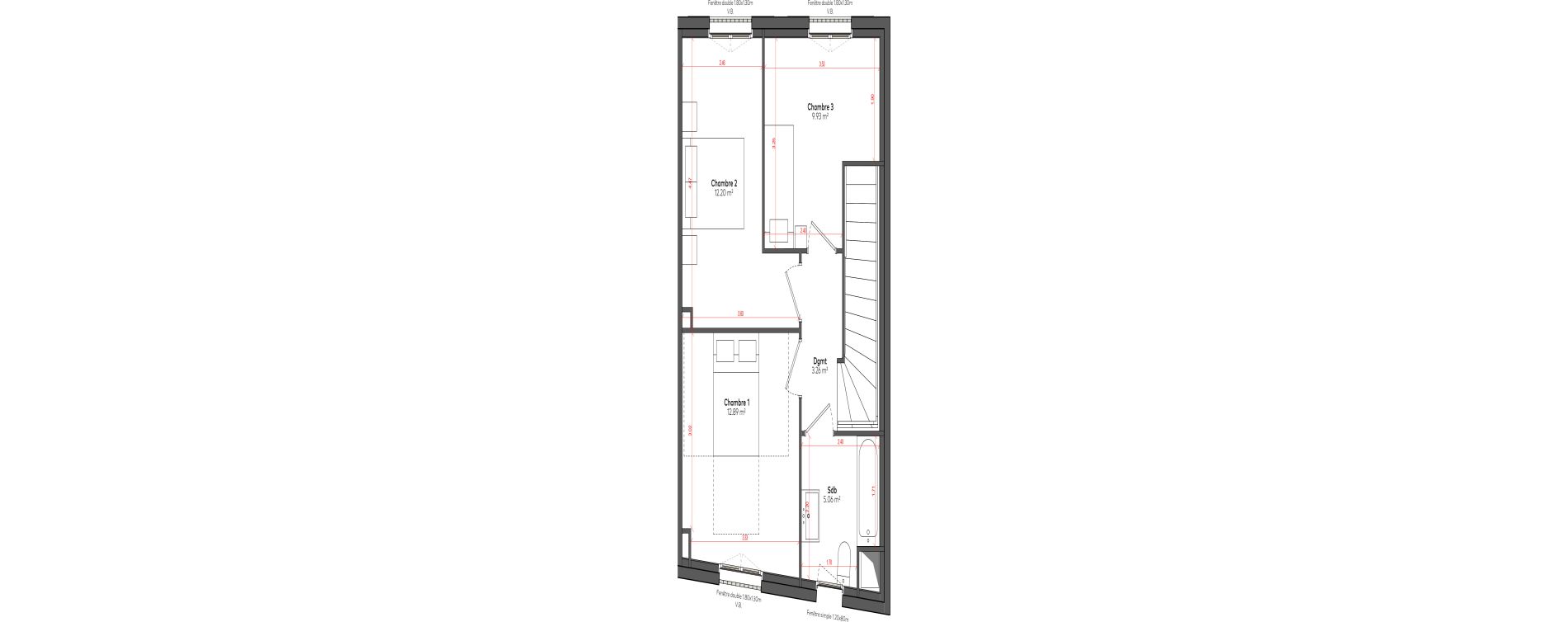 Duplex T4 de 87,30 m2 &agrave; Angoul&ecirc;me &icirc;lot du port