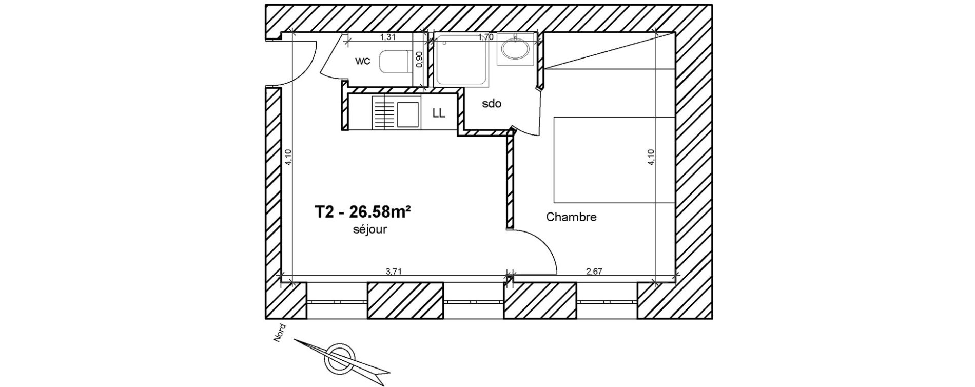 Appartement T2 de 26,58 m2 &agrave; Angoul&ecirc;me Centre