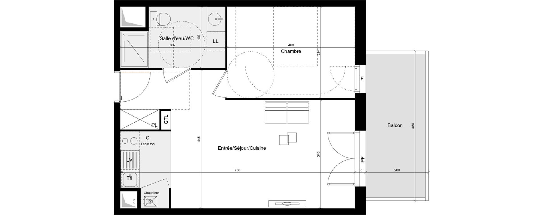 Appartement T2 de 46,54 m2 &agrave; Brive-La-Gaillarde Caserne