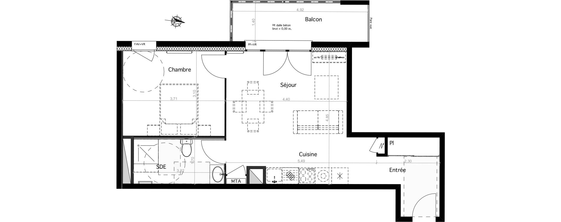 Appartement T2 de 45,49 m2 &agrave; Brive-La-Gaillarde Hopital
