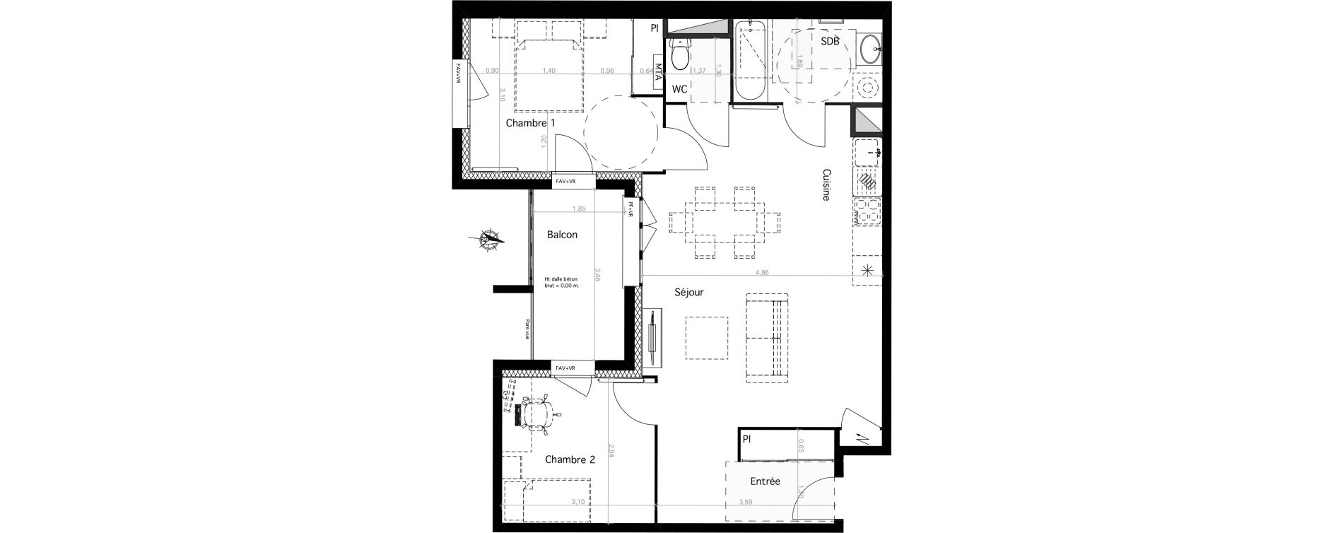Appartement T3 de 65,26 m2 &agrave; Brive-La-Gaillarde Hopital