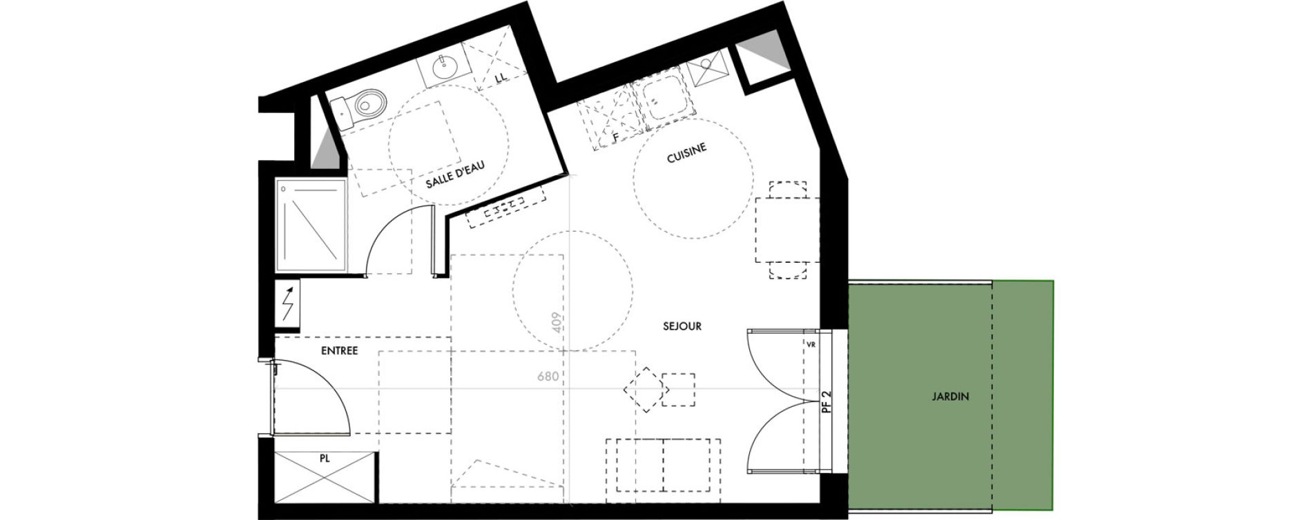 Appartement T1 de 34,96 m2 &agrave; Malemort-Sur-Corr&egrave;ze Centre