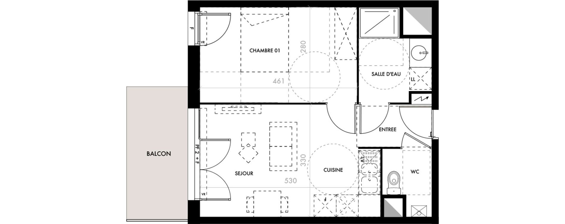 Appartement T2 de 39,60 m2 &agrave; Malemort-Sur-Corr&egrave;ze Centre