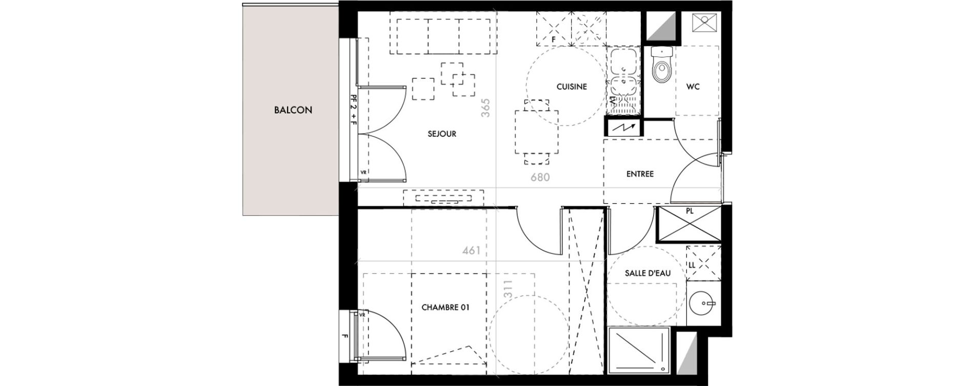 Appartement T2 de 44,00 m2 &agrave; Malemort-Sur-Corr&egrave;ze Centre
