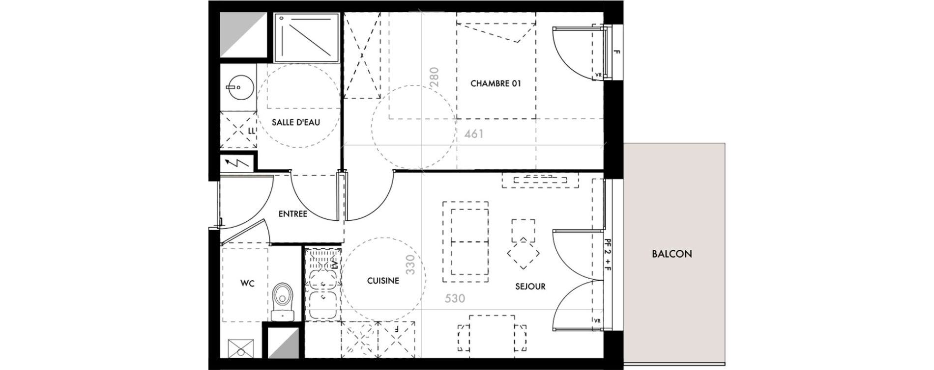Appartement T2 de 39,60 m2 &agrave; Malemort-Sur-Corr&egrave;ze Centre