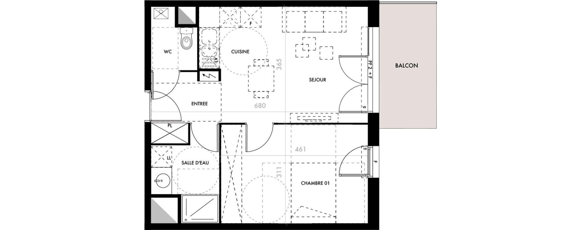 Appartement T2 de 44,00 m2 &agrave; Malemort-Sur-Corr&egrave;ze Centre