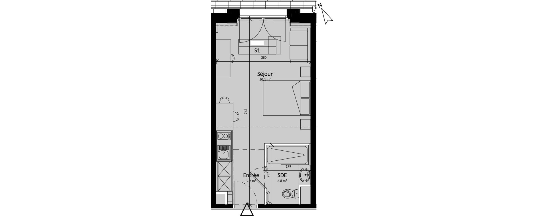 Appartement T1 de 26,60 m2 &agrave; Niort Saint-liguaire