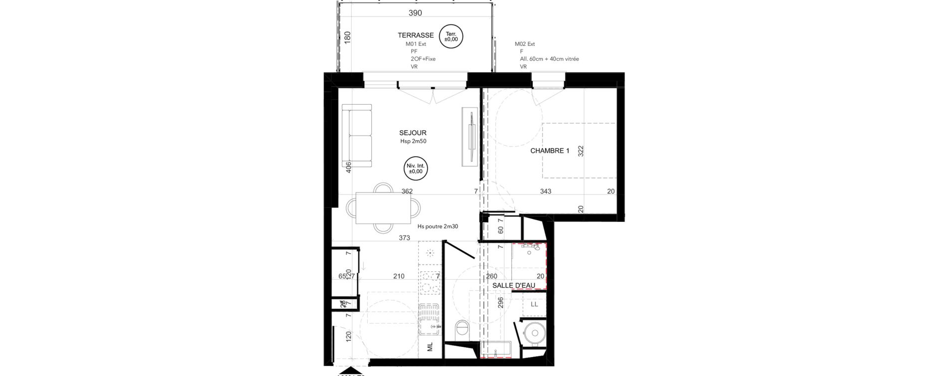 Appartement T2 de 41,24 m2 &agrave; Niort Les sabli&egrave;res