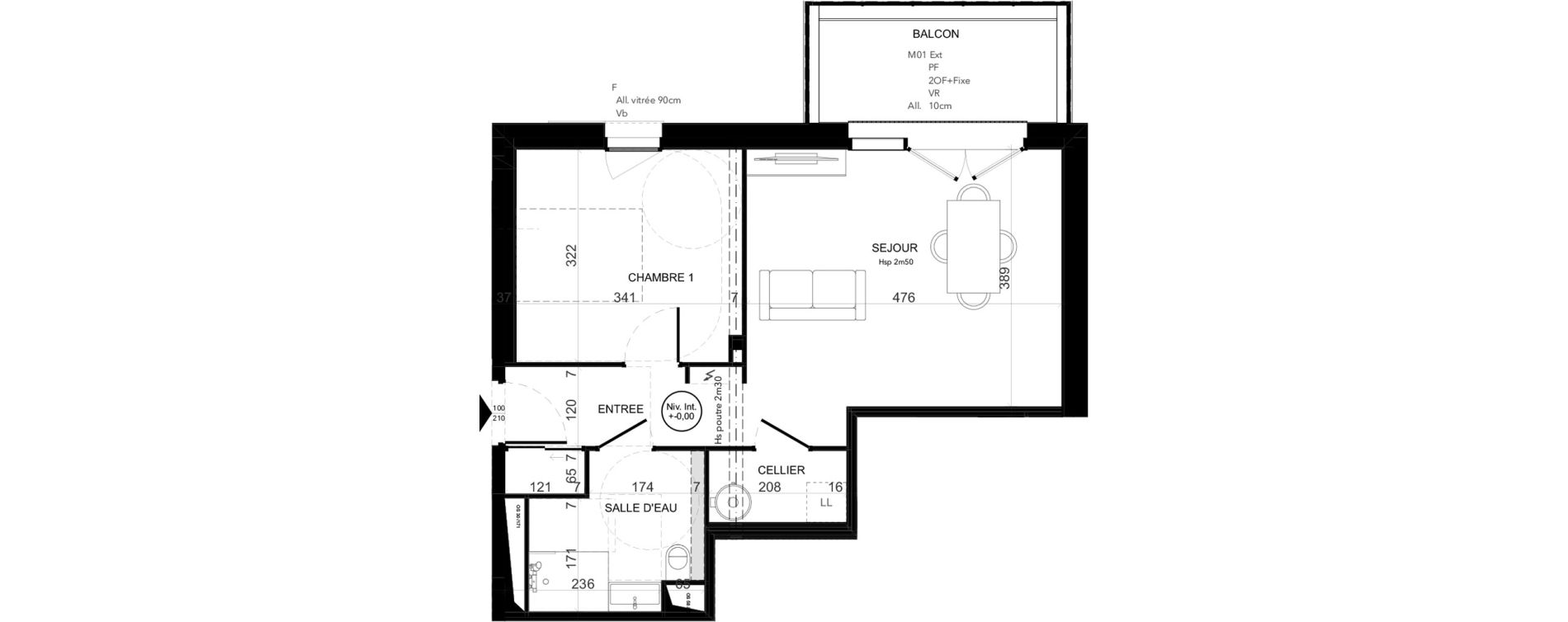 Appartement T2 de 43,19 m2 &agrave; Niort Les sabli&egrave;res