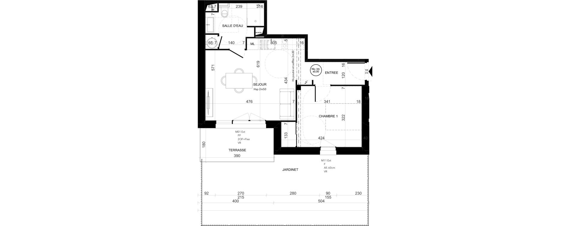 Appartement T2 de 42,44 m2 &agrave; Niort Les sabli&egrave;res