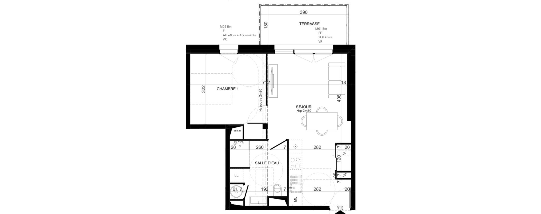 Appartement T2 de 41,28 m2 &agrave; Niort Les sabli&egrave;res