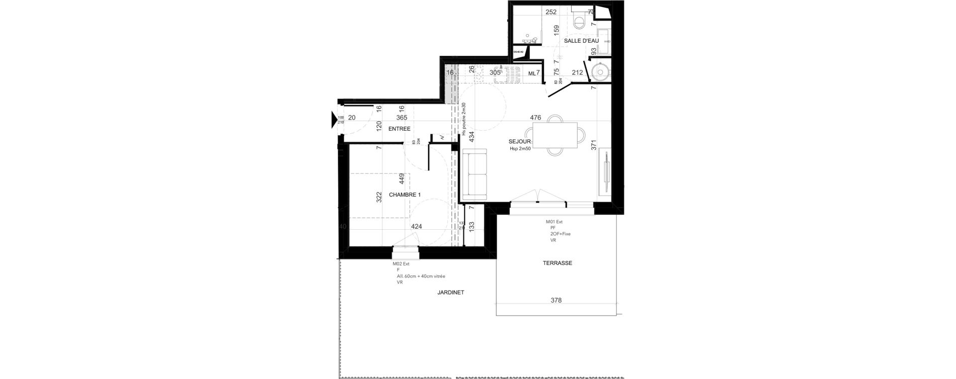 Appartement T2 de 42,46 m2 &agrave; Niort Les sabli&egrave;res