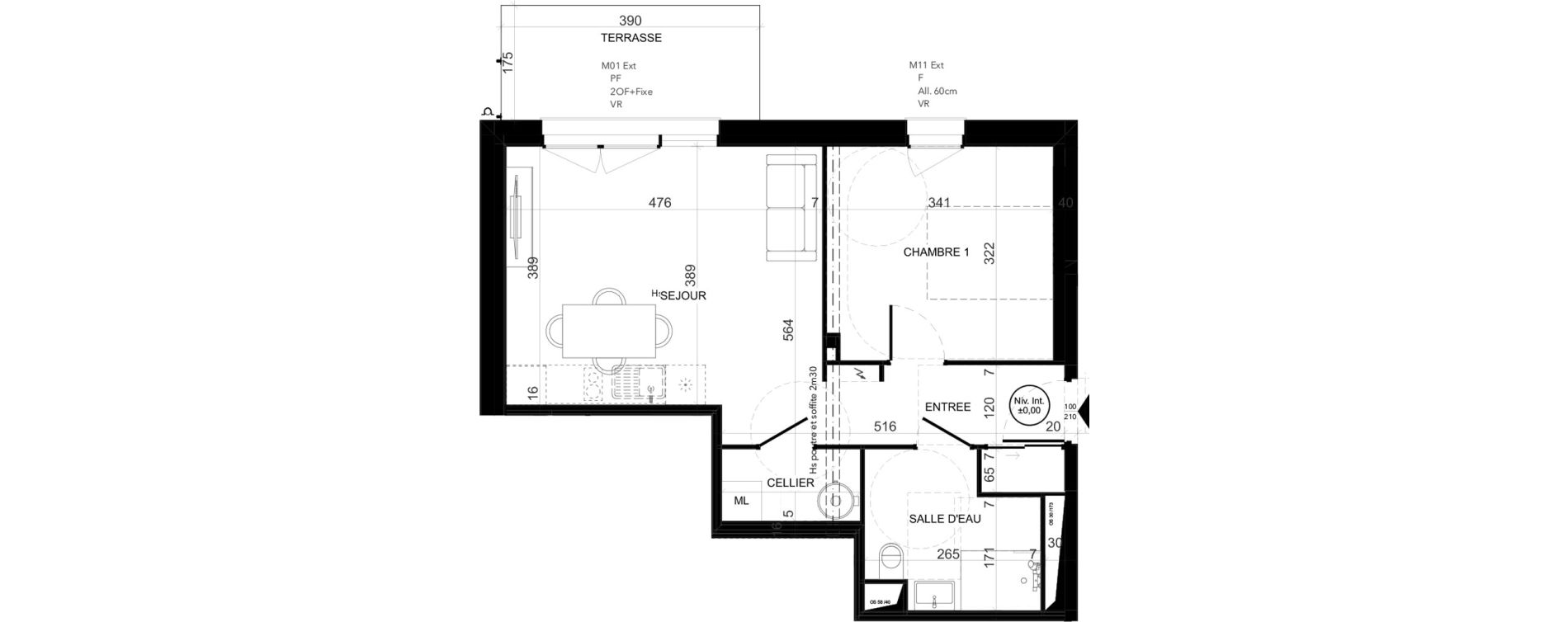 Appartement T2 de 43,24 m2 &agrave; Niort Les sabli&egrave;res