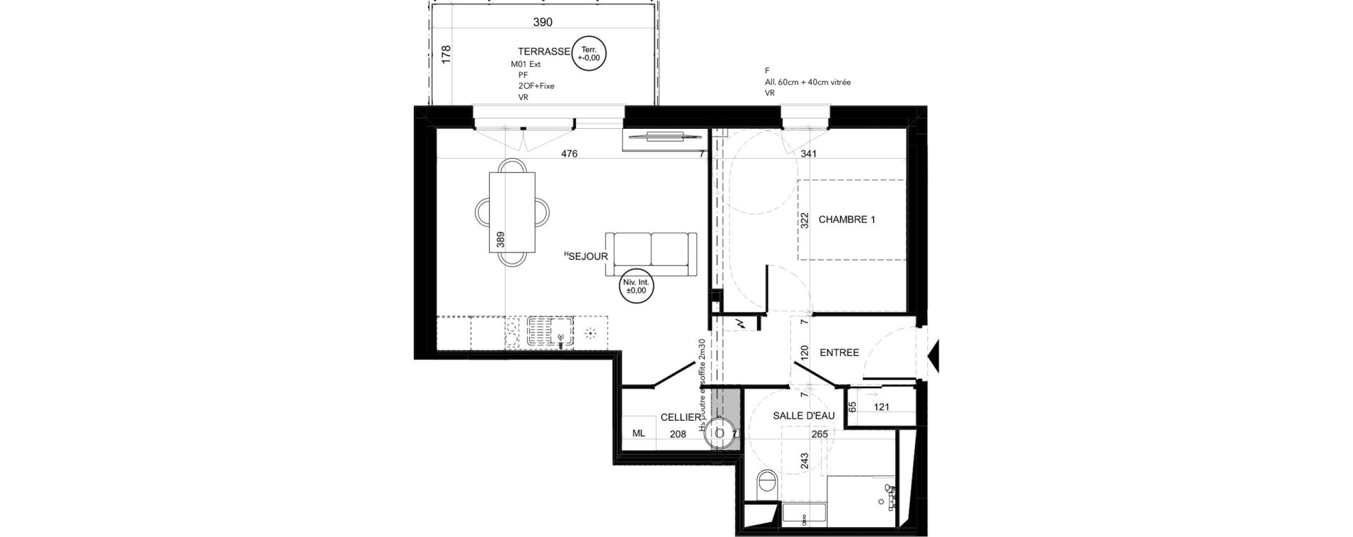 Appartement T2 de 43,27 m2 &agrave; Niort Les sabli&egrave;res