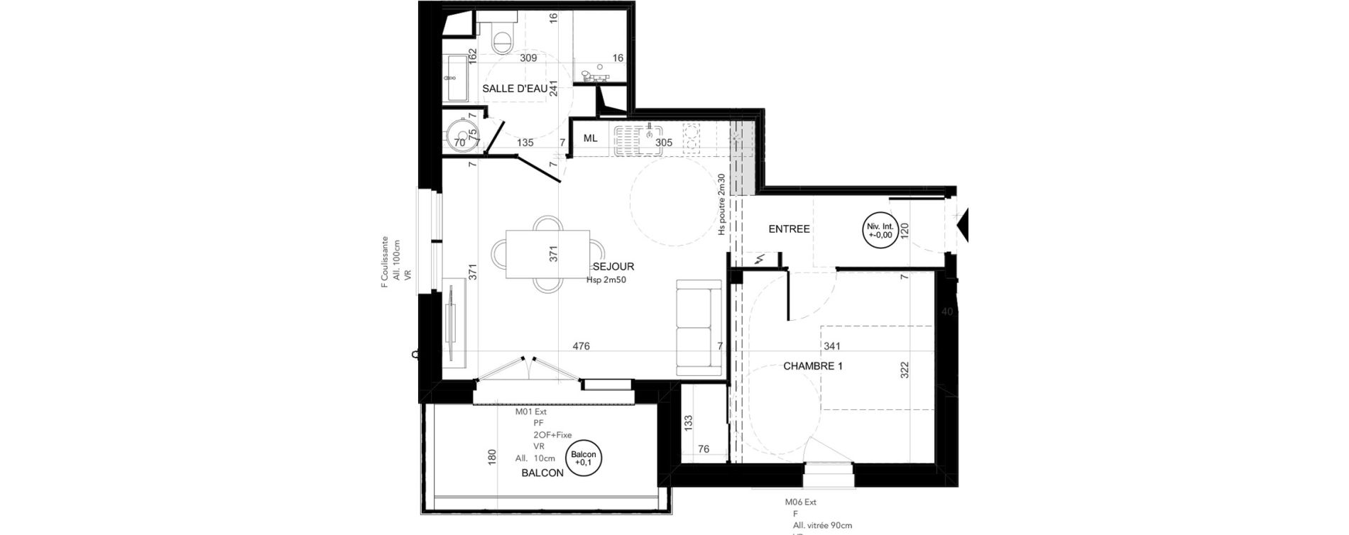 Appartement T2 de 42,51 m2 &agrave; Niort Les sabli&egrave;res