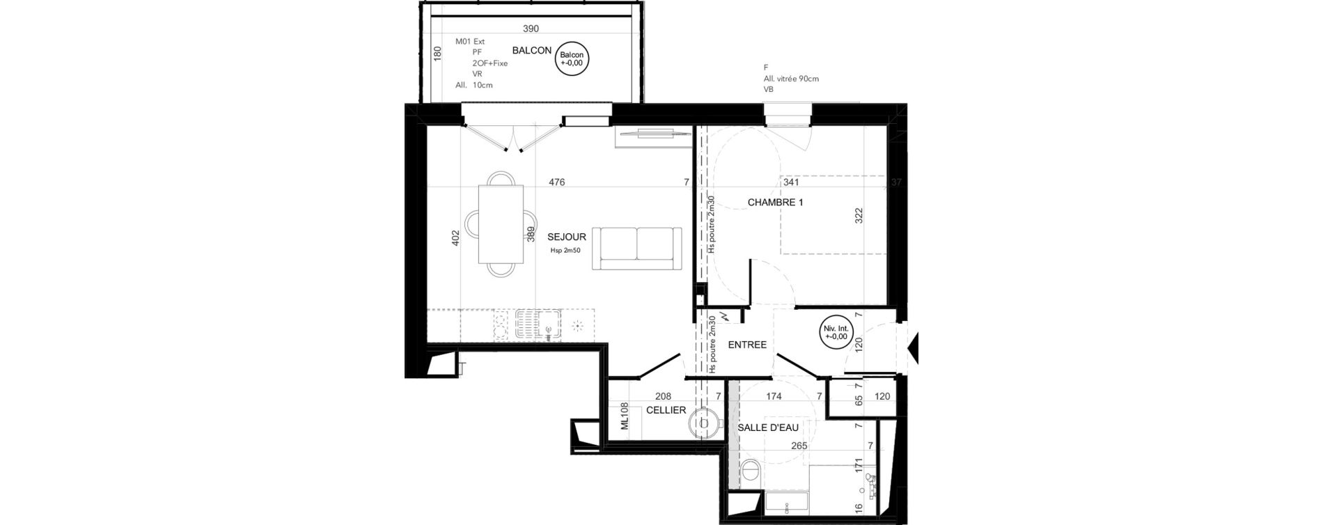 Appartement T2 de 43,19 m2 &agrave; Niort Les sabli&egrave;res