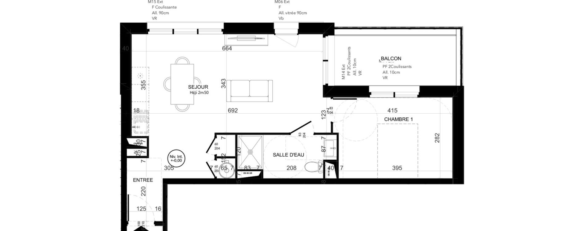 Appartement T2 de 46,36 m2 &agrave; Niort Les sabli&egrave;res