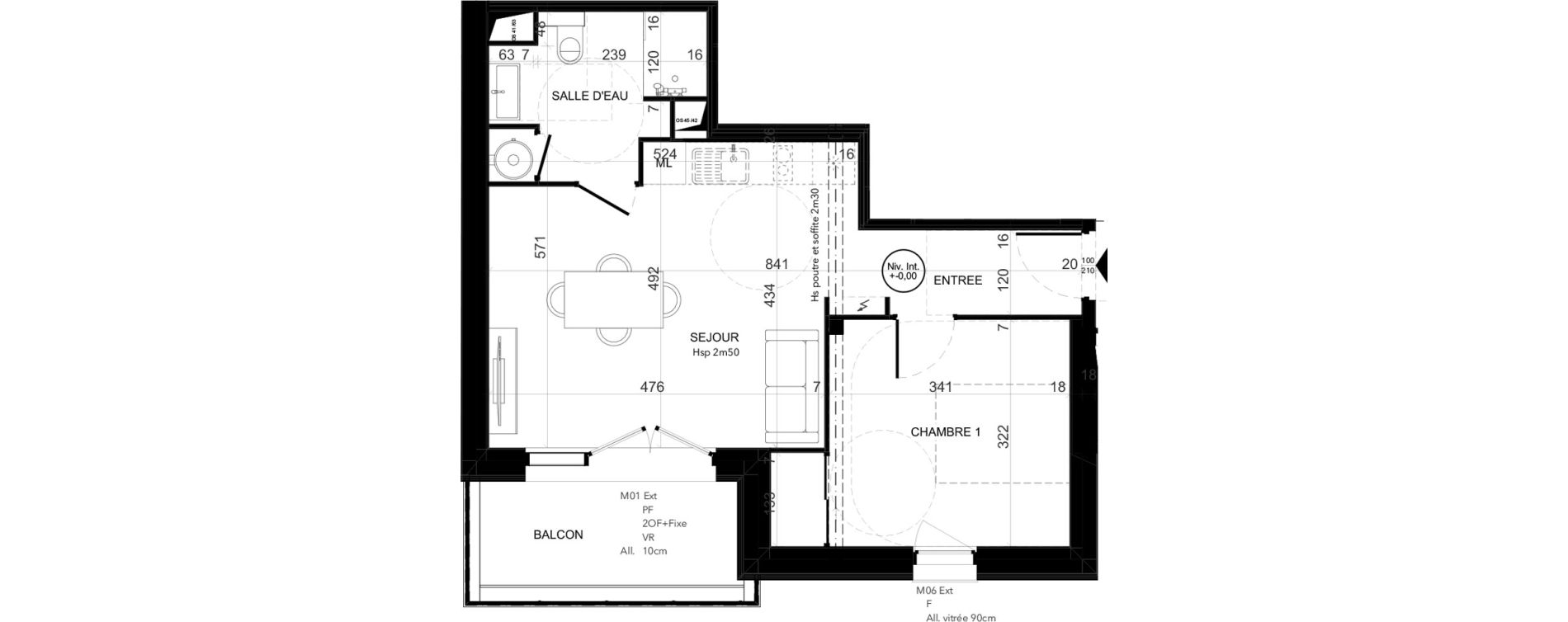 Appartement T2 de 42,43 m2 &agrave; Niort Les sabli&egrave;res