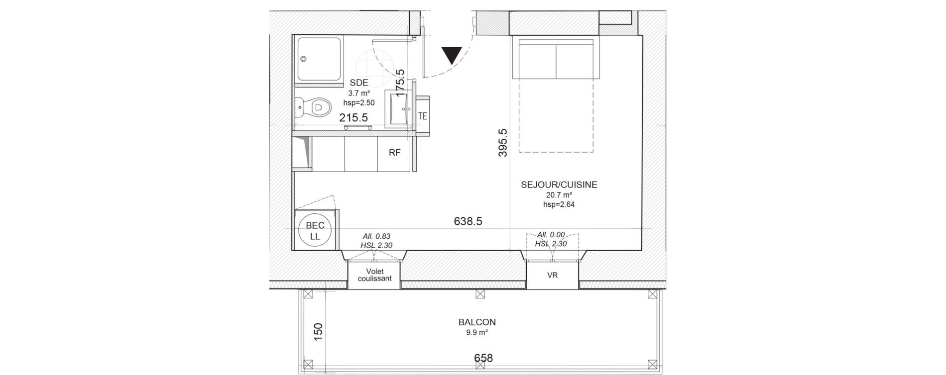 Appartement T1 de 24,40 m2 &agrave; Niort Nord