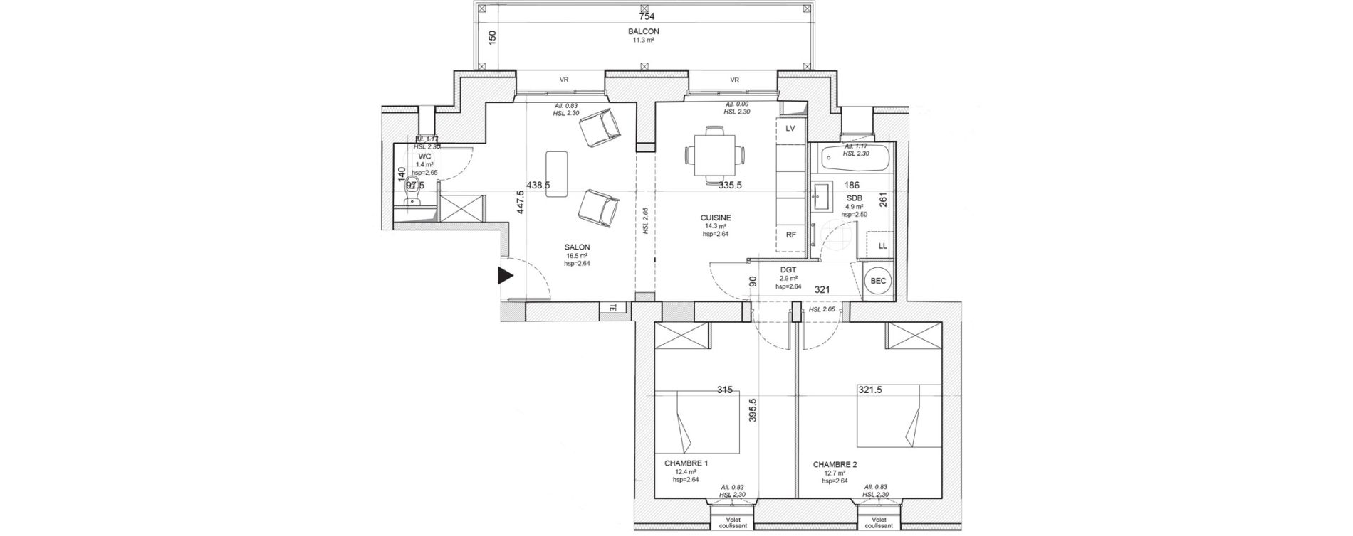 Appartement T3 de 65,10 m2 &agrave; Niort Nord