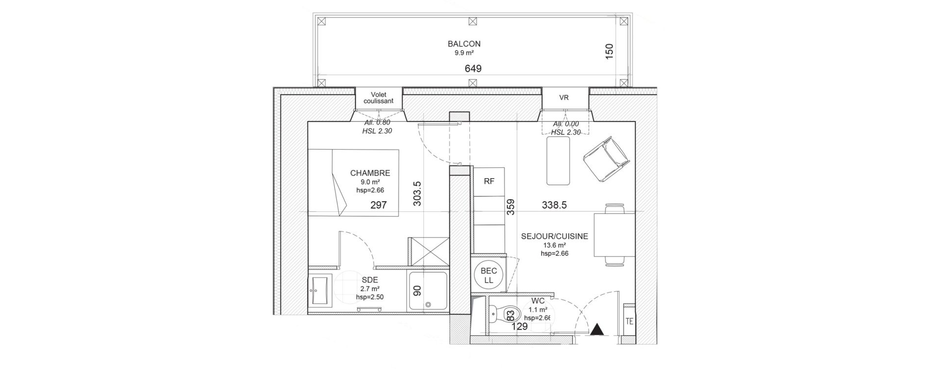 Appartement T2 de 26,40 m2 &agrave; Niort Nord