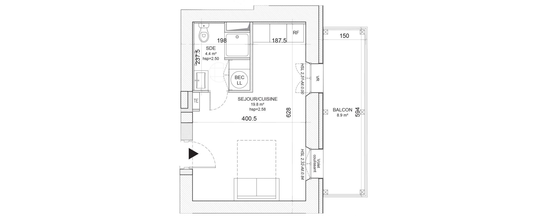 Appartement T1 de 24,20 m2 &agrave; Niort Nord