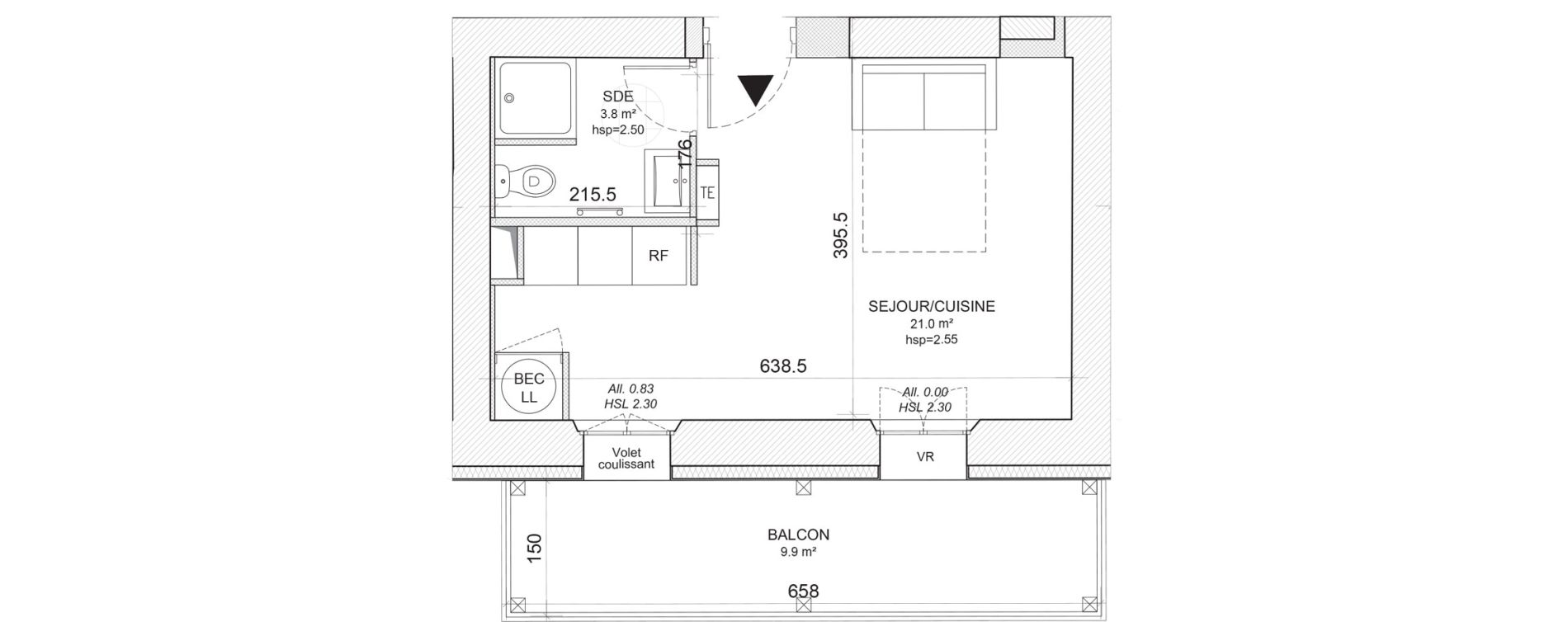 Appartement T1 de 24,80 m2 &agrave; Niort Nord