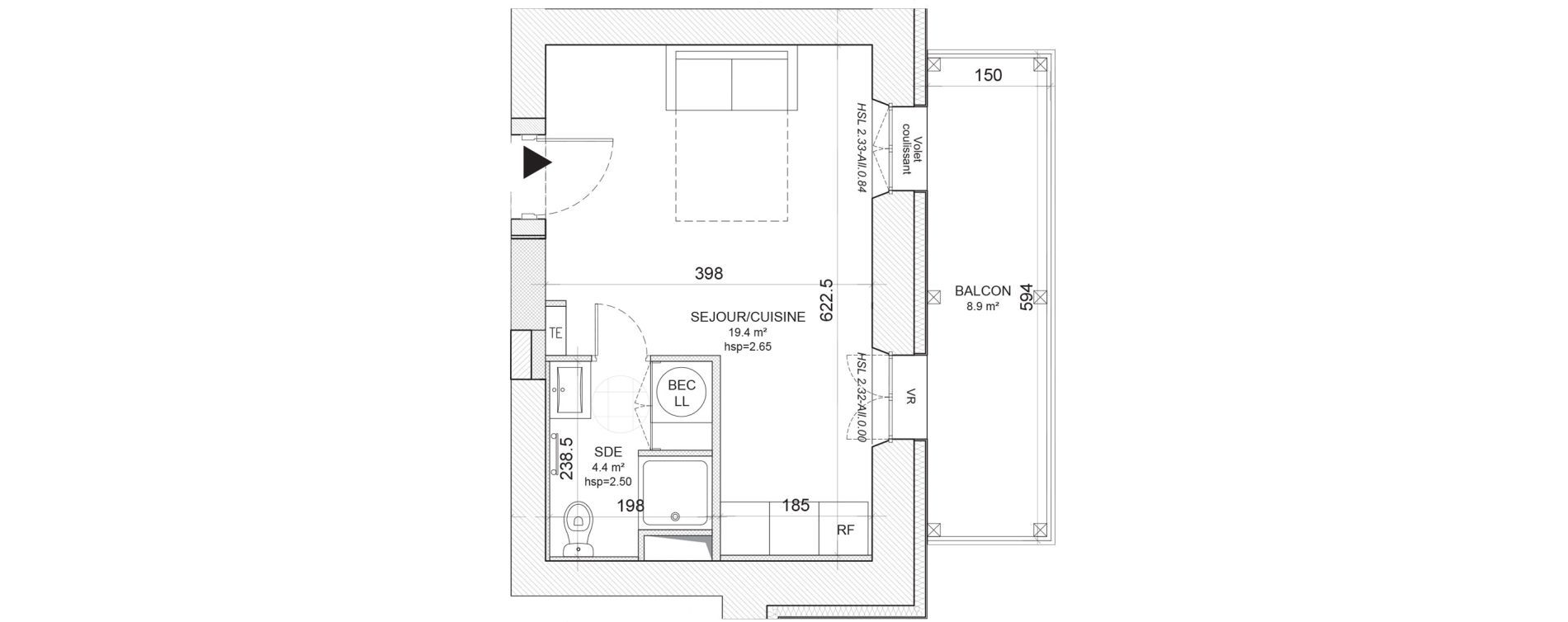 Appartement T1 de 23,80 m2 &agrave; Niort Nord