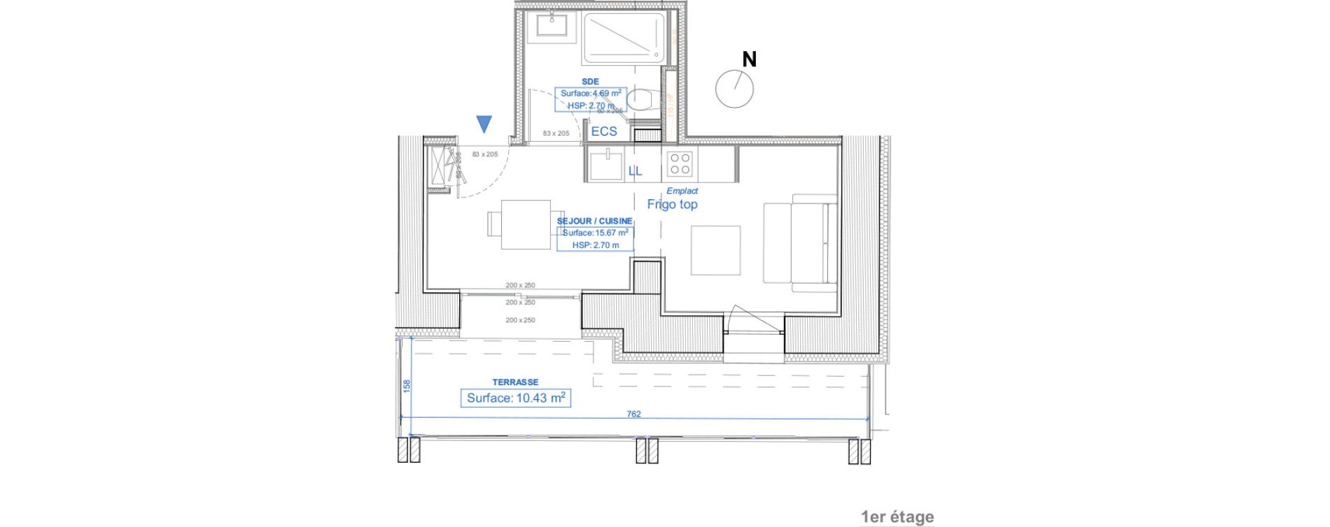 Appartement T1 de 20,36 m2 &agrave; Niort Nord