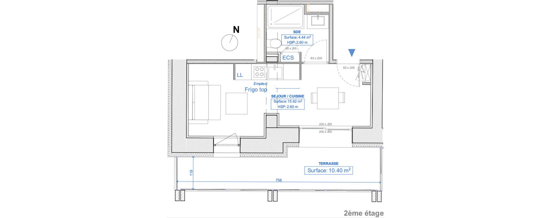 Appartement T1 de 20,36 m2 &agrave; Niort Nord