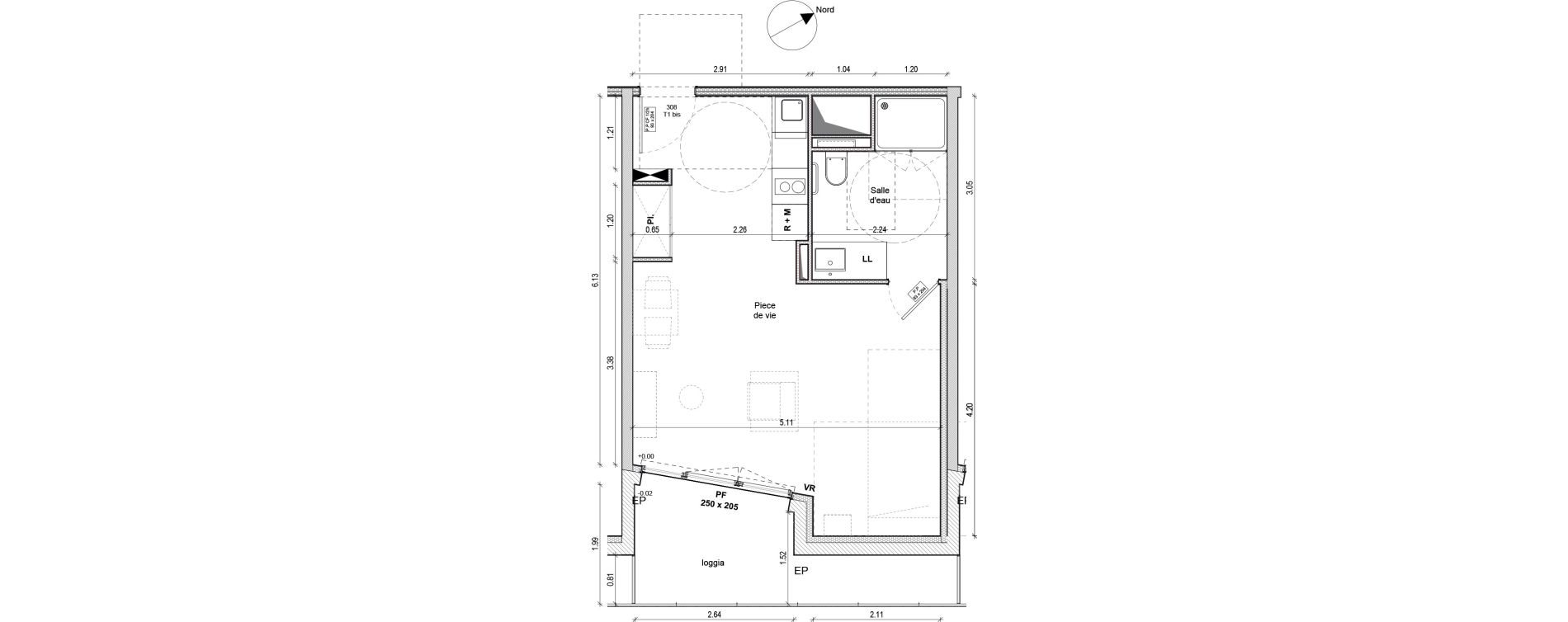 Appartement T1 de 33,84 m2 &agrave; Niort Souch&eacute;