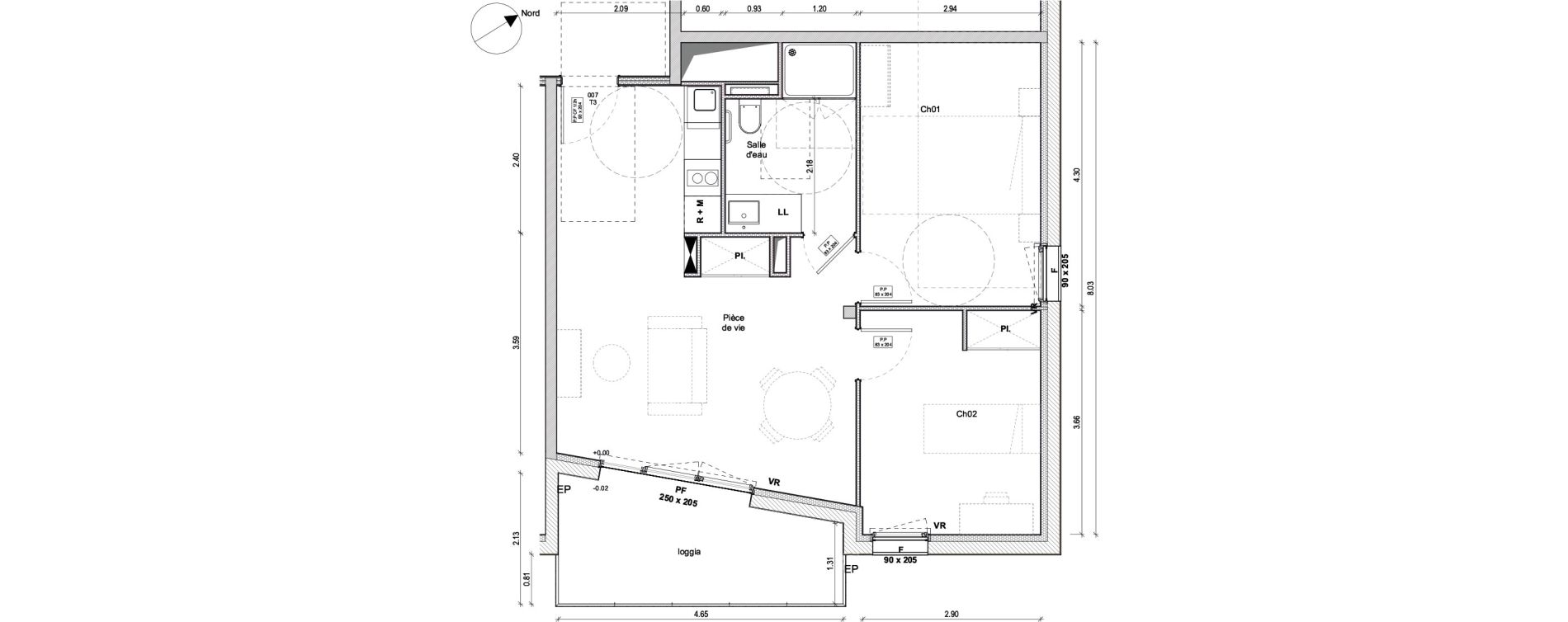 Appartement T3 de 55,49 m2 &agrave; Niort Souch&eacute;