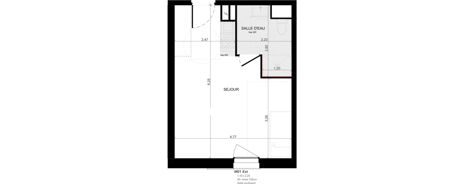 Appartement T1 meubl&eacute; de 28,43 m2 &agrave; Niort Nord