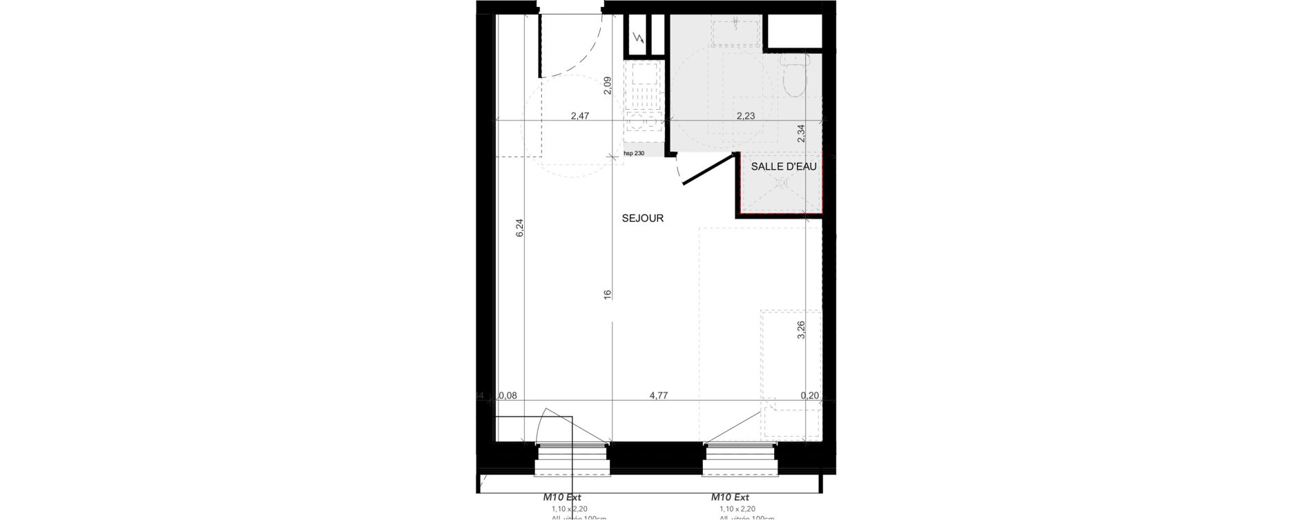 Appartement T1 meubl&eacute; de 28,43 m2 &agrave; Niort Nord