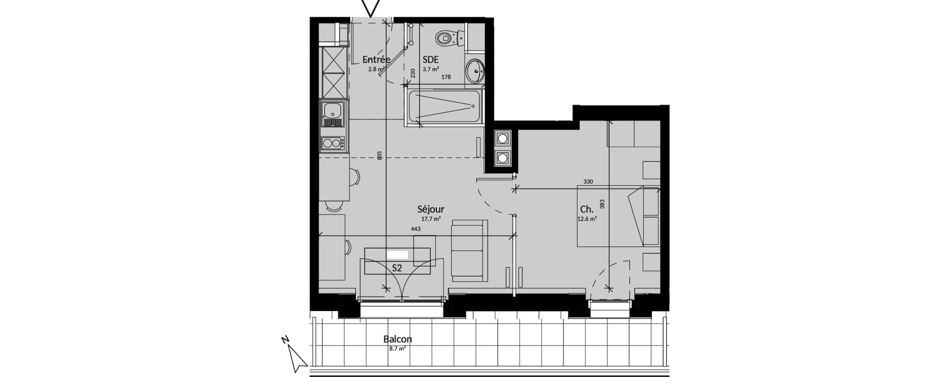 Appartement T2 de 36,80 m2 &agrave; Niort Saint-liguaire