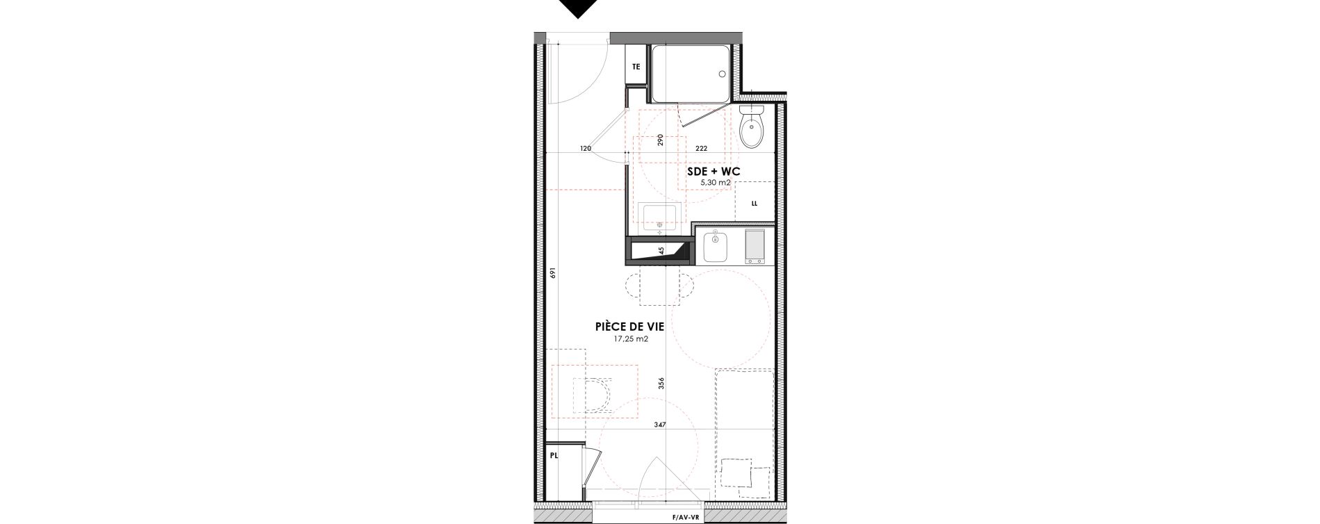 Appartement T1 meubl&eacute; de 22,55 m2 &agrave; Champcevinel Centre