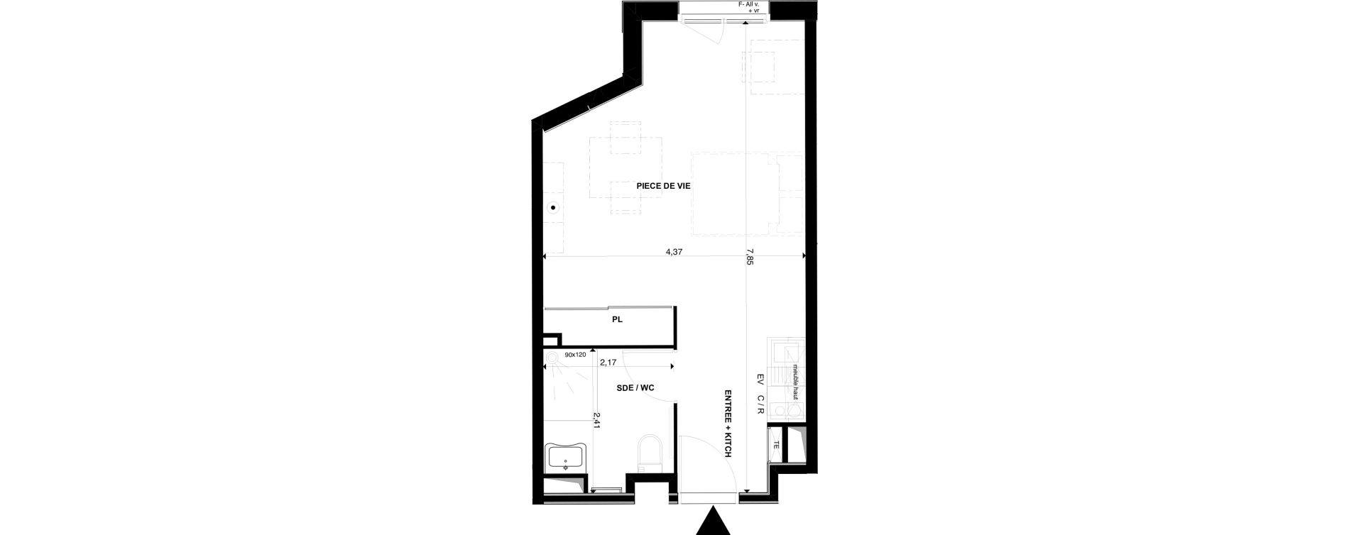 Appartement T1 de 30,20 m2 &agrave; P&eacute;rigueux Les vergnes - boisset - le grand puy bernard