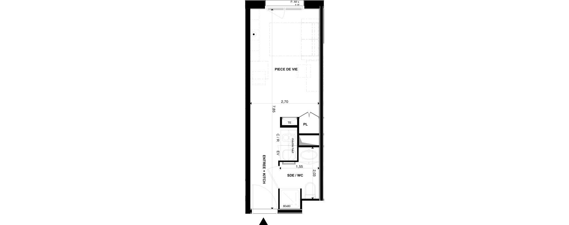 Appartement T1 de 19,93 m2 &agrave; P&eacute;rigueux Les vergnes - boisset - le grand puy bernard