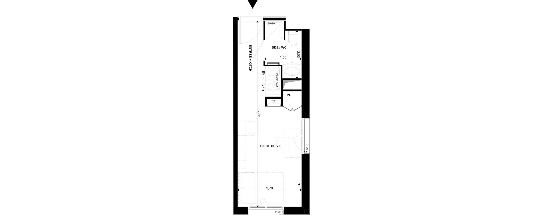 Appartement T1 de 19,91 m2 &agrave; P&eacute;rigueux Les vergnes - boisset - le grand puy bernard