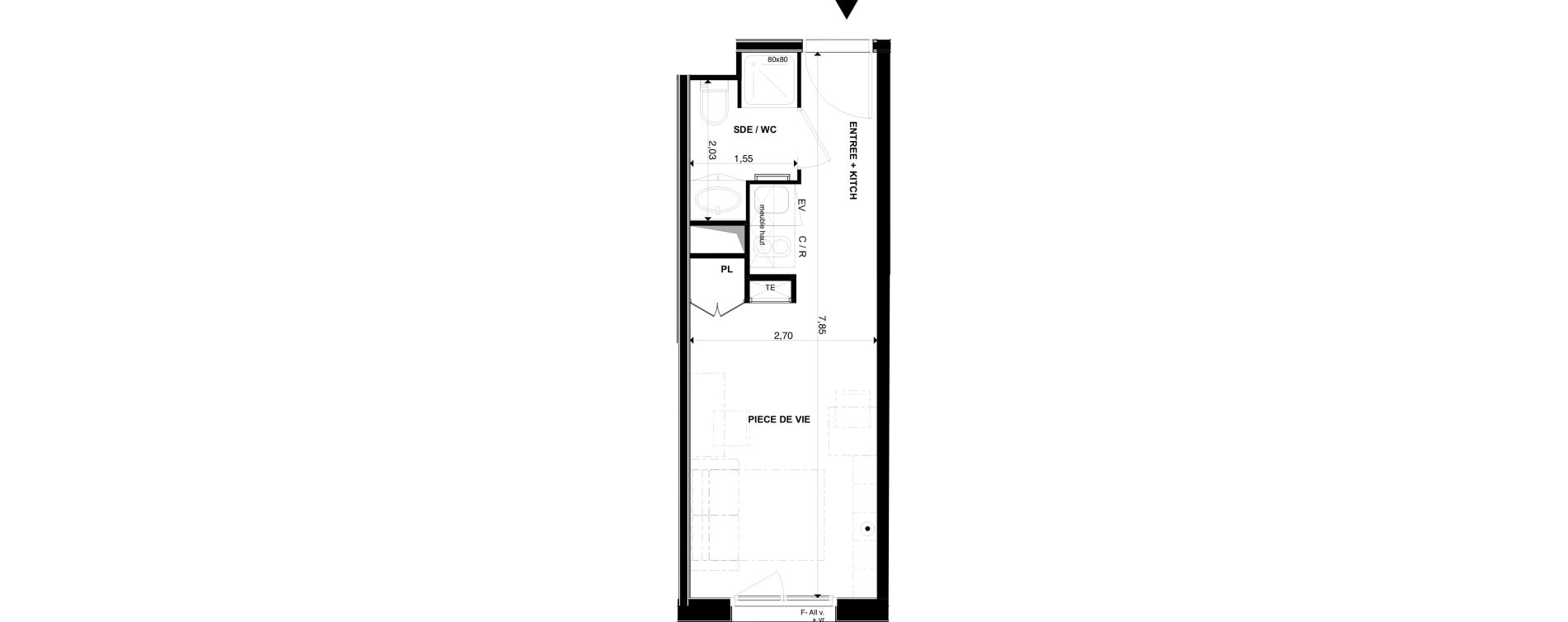 Appartement T1 de 19,93 m2 &agrave; P&eacute;rigueux Les vergnes - boisset - le grand puy bernard