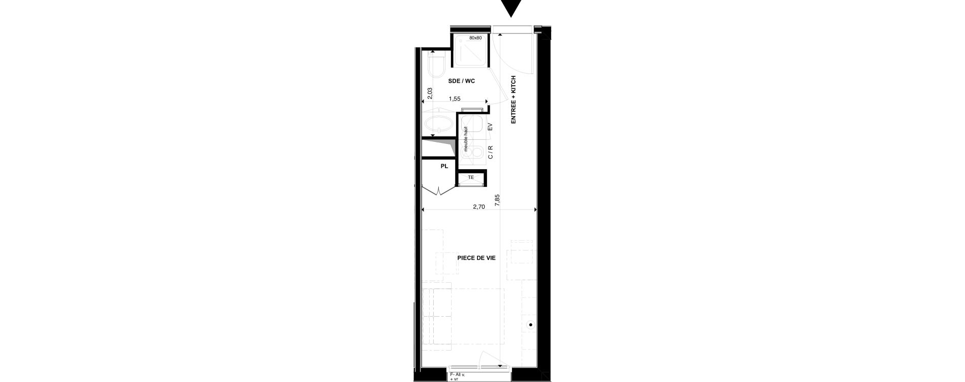 Appartement T1 de 19,93 m2 &agrave; P&eacute;rigueux Les vergnes - boisset - le grand puy bernard